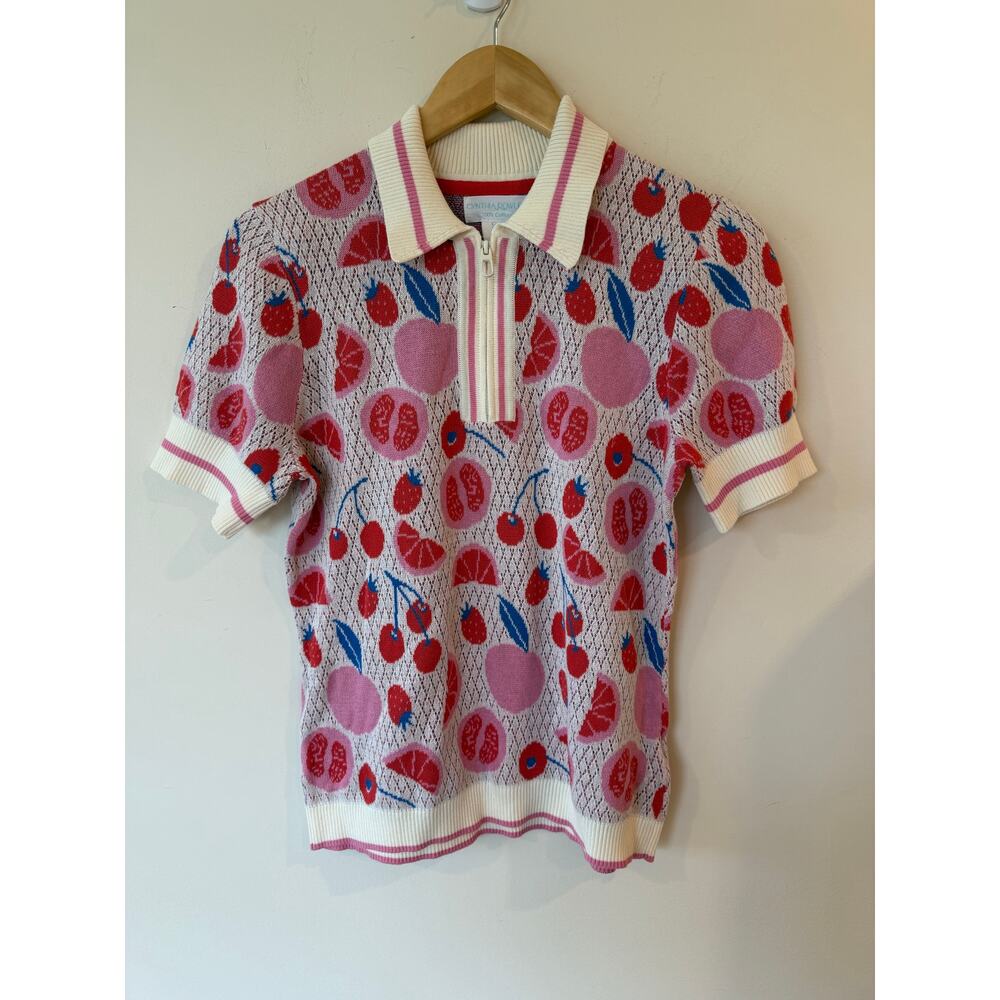 NWOT Cynthia Rowley Short Sleeve Cotton Knit
Polo Shirt Citrus Print Size Large